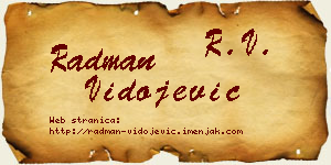 Radman Vidojević vizit kartica